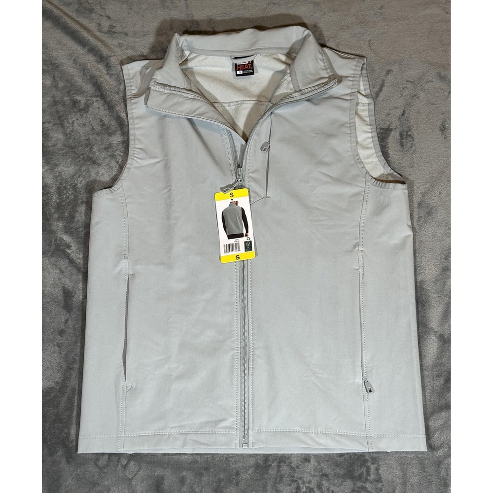 32 Degrees Heat Vest Mens Small Gray Softshell Full Zip Thermal Pockets Lined
